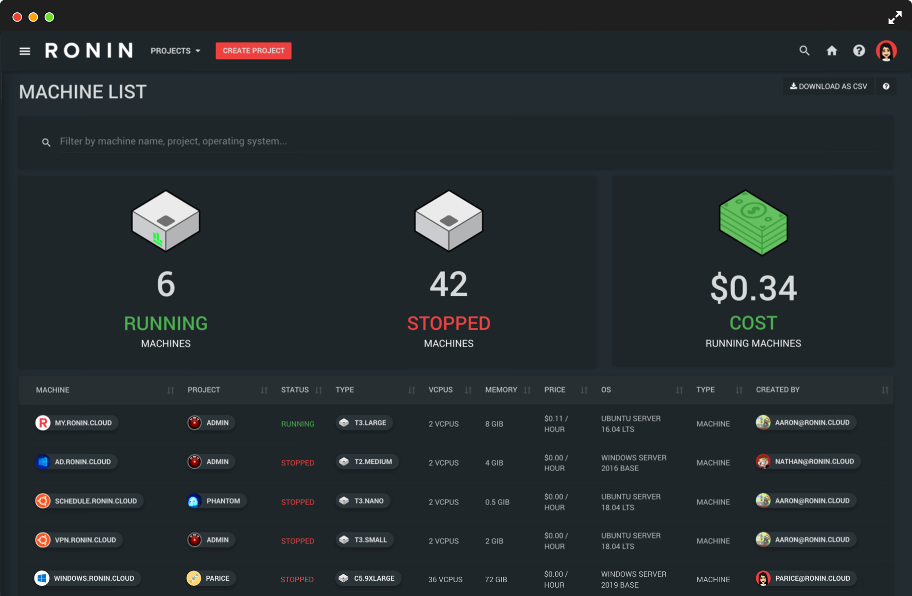RONIN Machine Management